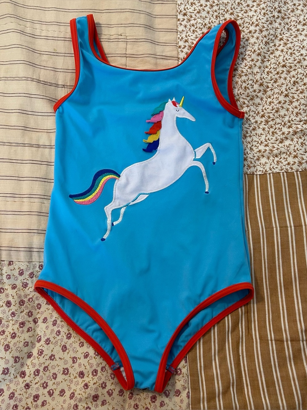 Kids mini Boden unicorn swimsuit size 9-10Y